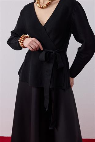 Lavinya Peplum Detaylı Triko Blazer- Siyah