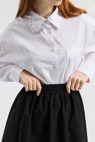 Layza Kloş Poplin Etek - Siyah