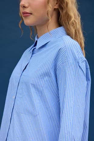 Lea Pul İşlemeli Gömlek - Mavi