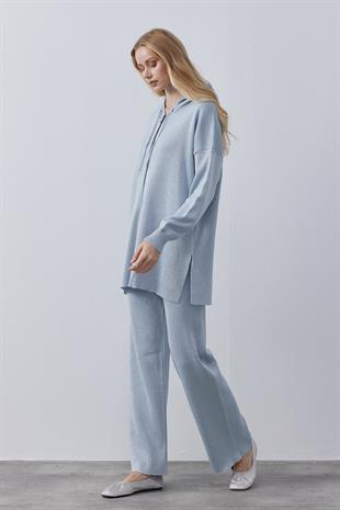 Leah Simli Triko Takım - Bebe mavi