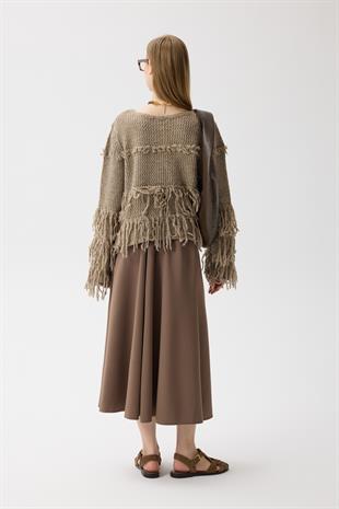 Lena Püsküllü Hırka - Vizon 