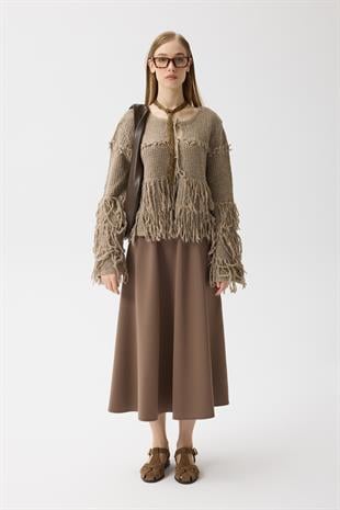 Lena Püsküllü Hırka - Vizon 