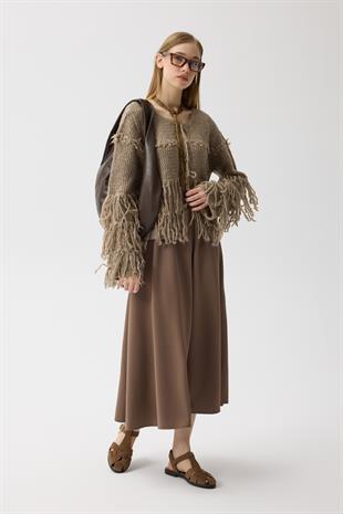 Lena Püsküllü Hırka - Vizon 