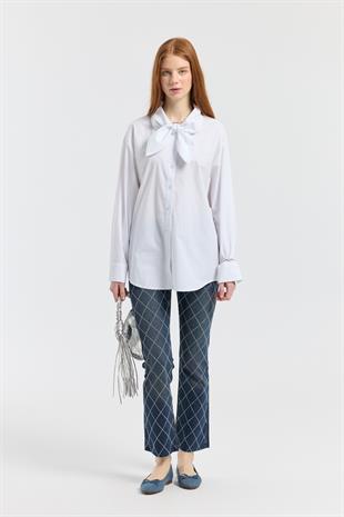 Lepure Kesik Paçalı Taşlı Denim 