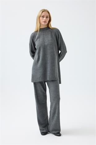 Lilie Nervürlü Triko Takım - Antrasit