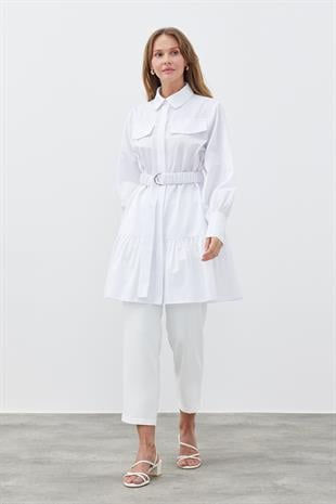 LİONA KEMERLİ GÖMLEK - BEYAZ 