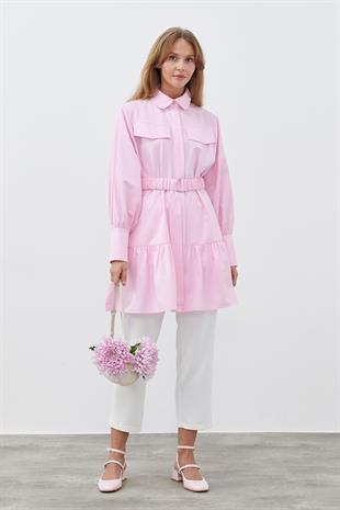 LİONA KEMERLİ GÖMLEK - PEMBE 