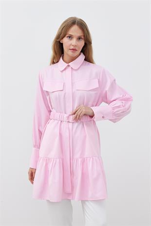 LİONA KEMERLİ GÖMLEK - PEMBE 