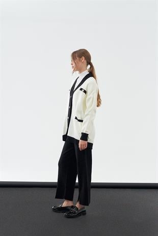 LİYA ÖNDEN YIRTMAÇLI TRİKO PANTOLON - SİYAH