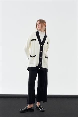 LİYA ÖNDEN YIRTMAÇLI TRİKO PANTOLON - SİYAH