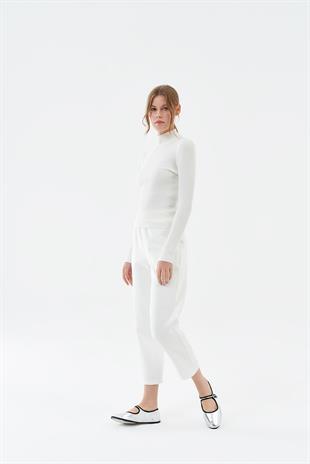LİZA SCUBA PANTOLON - BEYAZ
