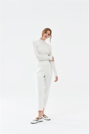 LİZA SCUBA PANTOLON - BEYAZ