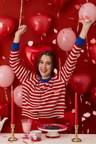 Lotus Kontrast Geçişli Hırka- Kırmızı