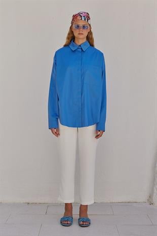 Louis Basic Cotton Gömlek - İndigo Mavi