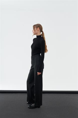 LUCİA ÖNDEN YIRTMAÇLI SCUBA PANTOLON - SİYAH