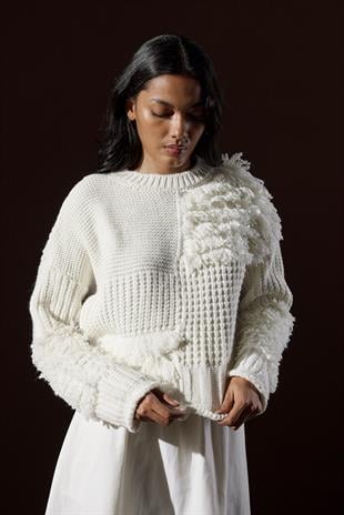 Lucifer Saçaklı Triko Kazak- Bej