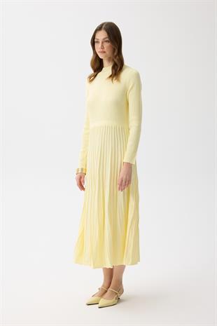 Mabel Fitilli Triko Elbise - Sarı