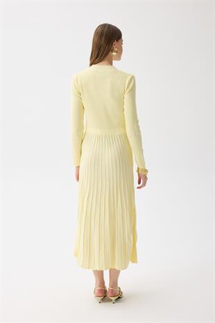 Mabel Fitilli Triko Elbise - Sarı
