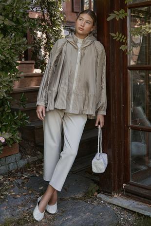 Madeline Pilise Detaylı Yağmurluk-Vizon