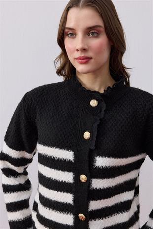 Madison Güpürlü Kontrast Geçişli Hırka - Siyah