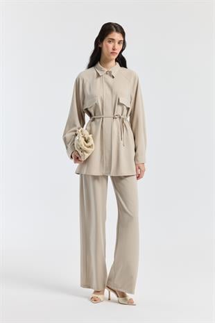 Maisy Biye Kemerli Takım - Bej