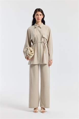 Maisy Biye Kemerli Takım - Bej
