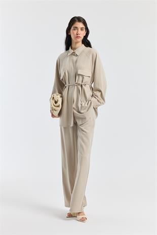 Maisy Biye Kemerli Takım - Bej
