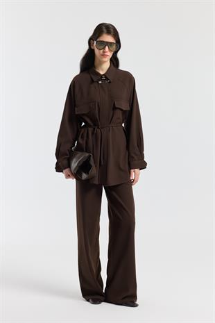 Maisy Biye Kemerli Takım - Kahverengi