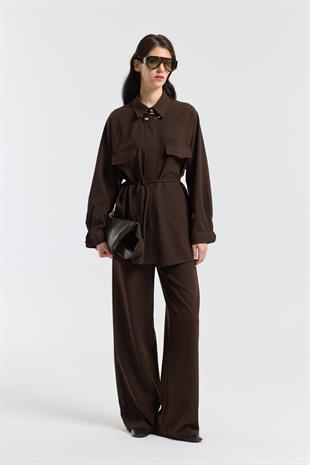 Maisy Biye Kemerli Takım - Kahverengi