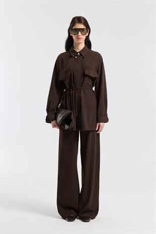 Maisy Biye Kemerli Takım - Kahverengi