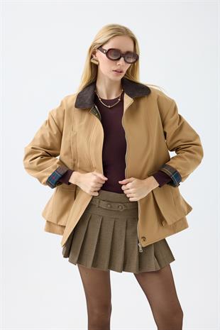 Marcie Ekose Detaylı Trençkot - Camel 