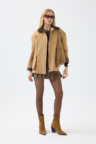 Marcie Ekose Detaylı Trençkot - Camel 