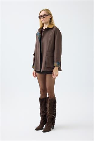 Marcie Ekose Detaylı Trençkot - Kahverengi 