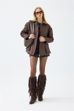 Marcie Ekose Detaylı Trençkot - Kahverengi 