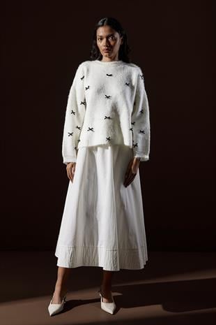 Maren Fiyonklu Kazak - Ekru