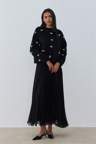 Maren Fiyonklu Kazak - Siyah