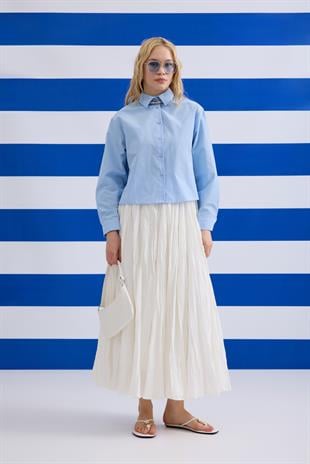 Margia Pileli Gömlek- Mavi