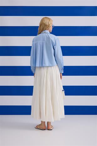 Margia Pileli Gömlek- Mavi