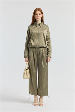 Maria Pileli Saten Bomber Ceket - Çağla