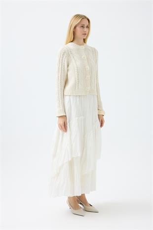 Marilyn Düğme Aksesuarlı Hırka - Bej 