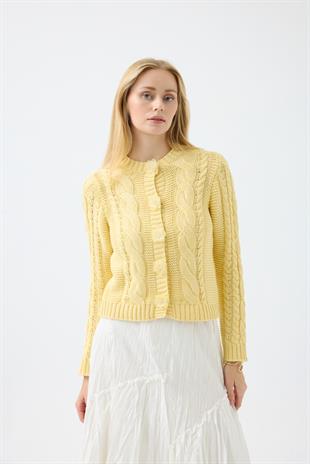 Marilyn Düğme Aksesuarlı Hırka - Sarı 