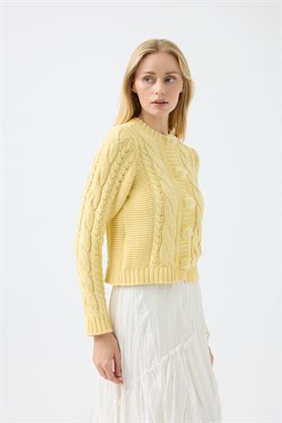 Marilyn Düğme Aksesuarlı Hırka - Sarı 