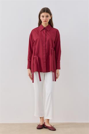 Marine Büzgü Detaylı Gömlek - Bordo