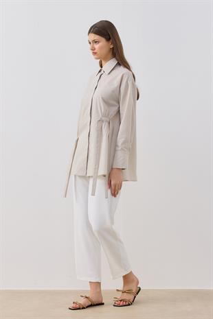 Marine Büzgülü Gömlek- Bej
