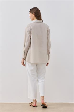 Marine Büzgülü Gömlek- Bej