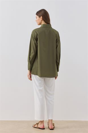 Marine Büzgülü Gömlek - Haki