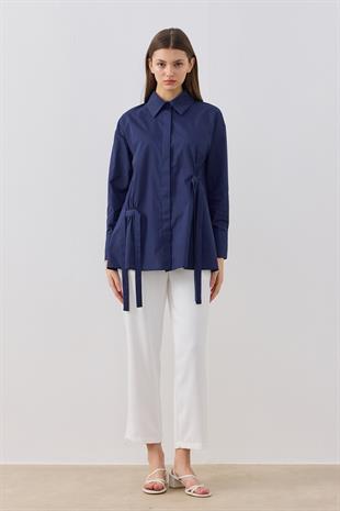 Marine Büzgülü Gömlek- Lacivert