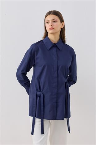 Marine Büzgülü Gömlek- Lacivert