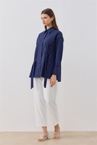 Marine Büzgülü Gömlek- Lacivert