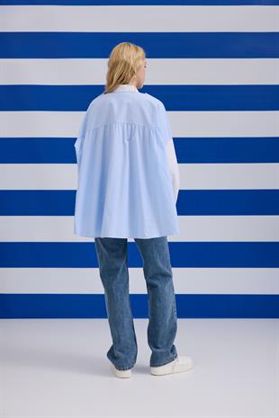 Mario Atkılı Poplin Gömlek - Beyaz Çizgili